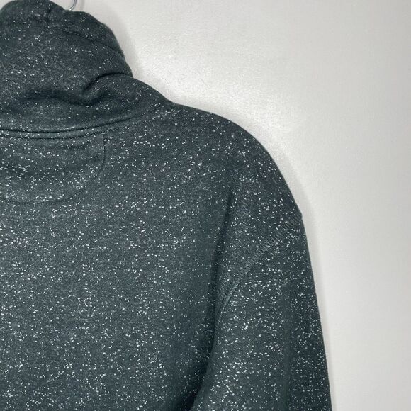 ZARA Sweatshirt Mens Large L Black Flecked Mock Neck Cotton Drawstring - Picture 4 of 7